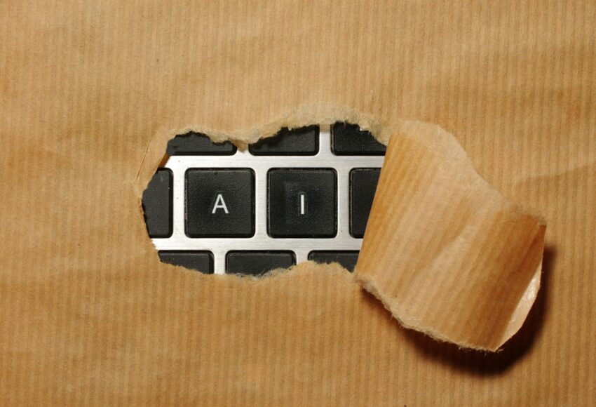 A piece of cardboard with a keyboard appearing through it